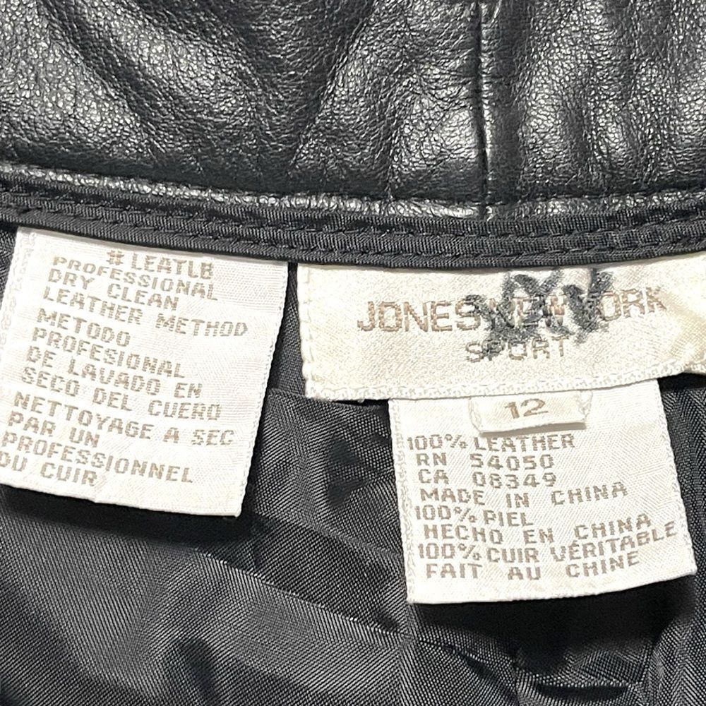 JONES NEW YORK Black Leather Pants 12 - Picture 4 of 6